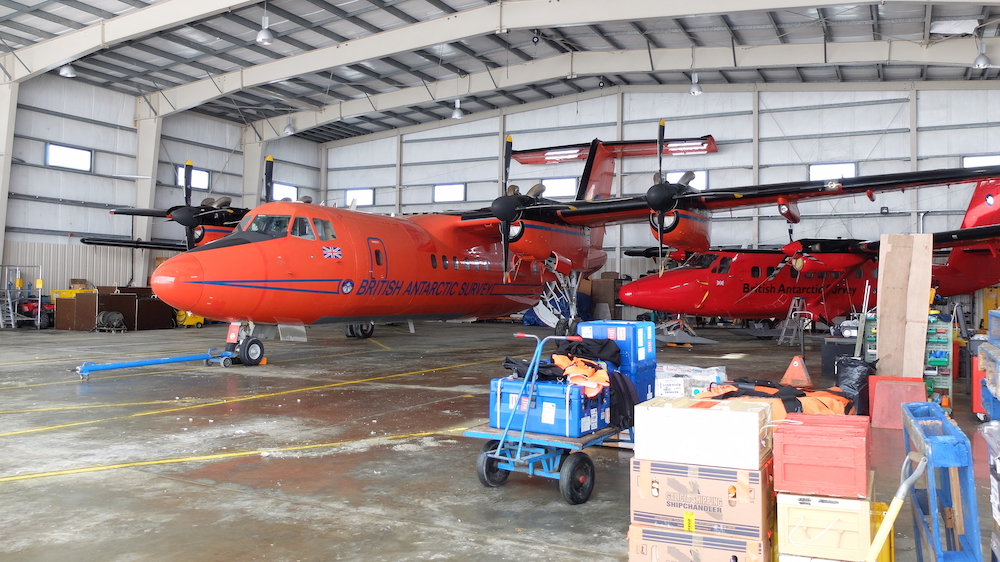 Inside the hanger