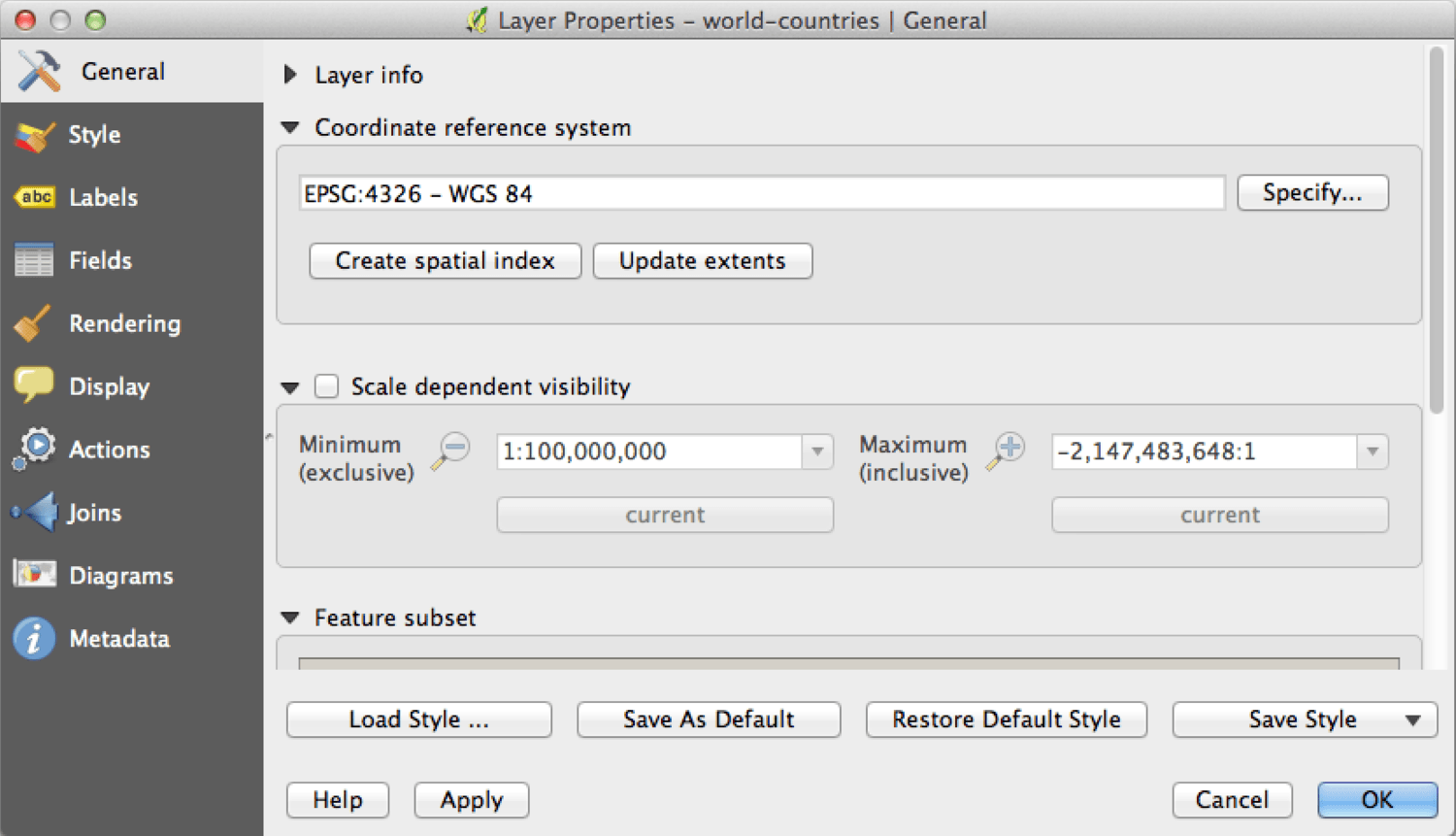 Coordinate system properties